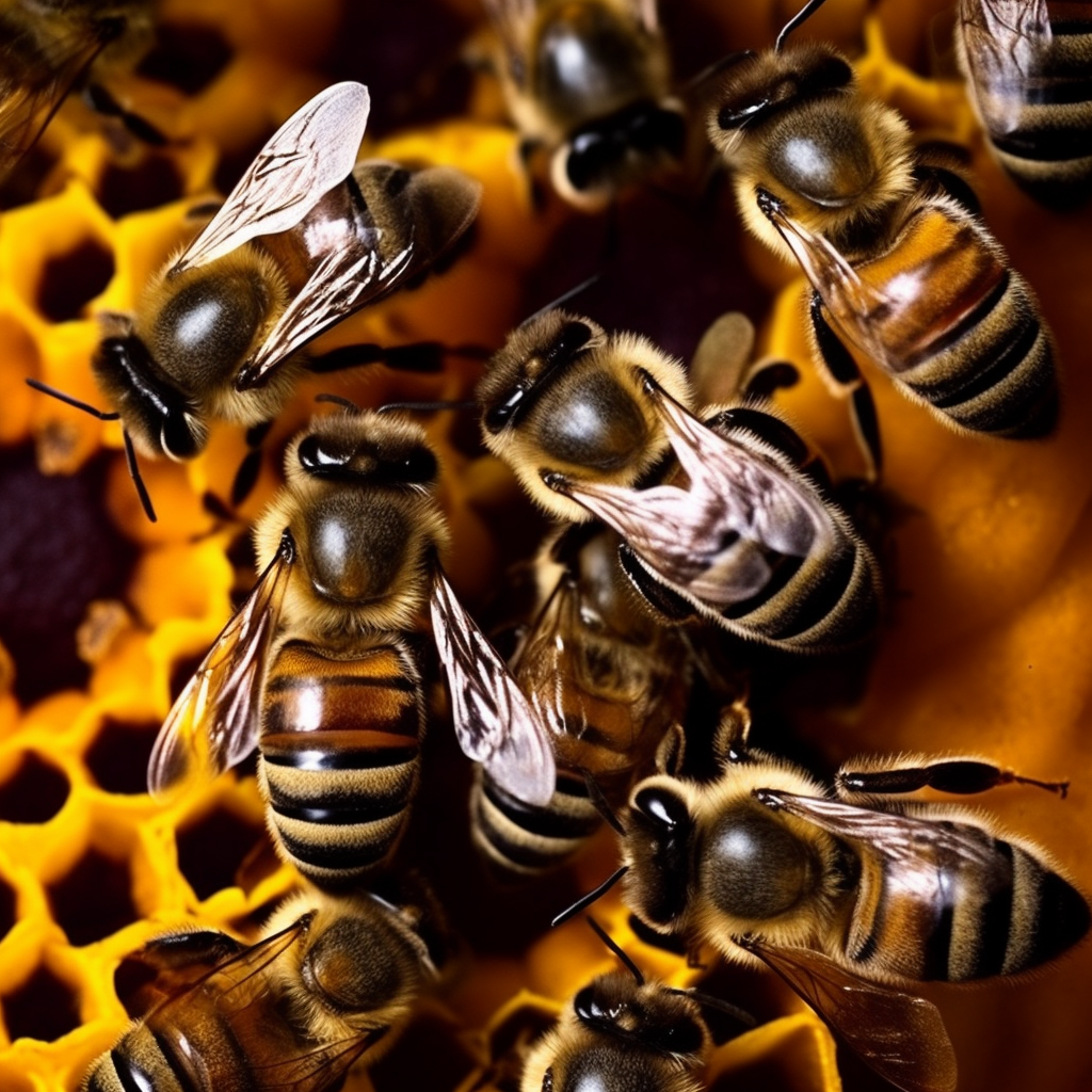 Honeybees working on honeycomb, a natural example of efficient collaboration.