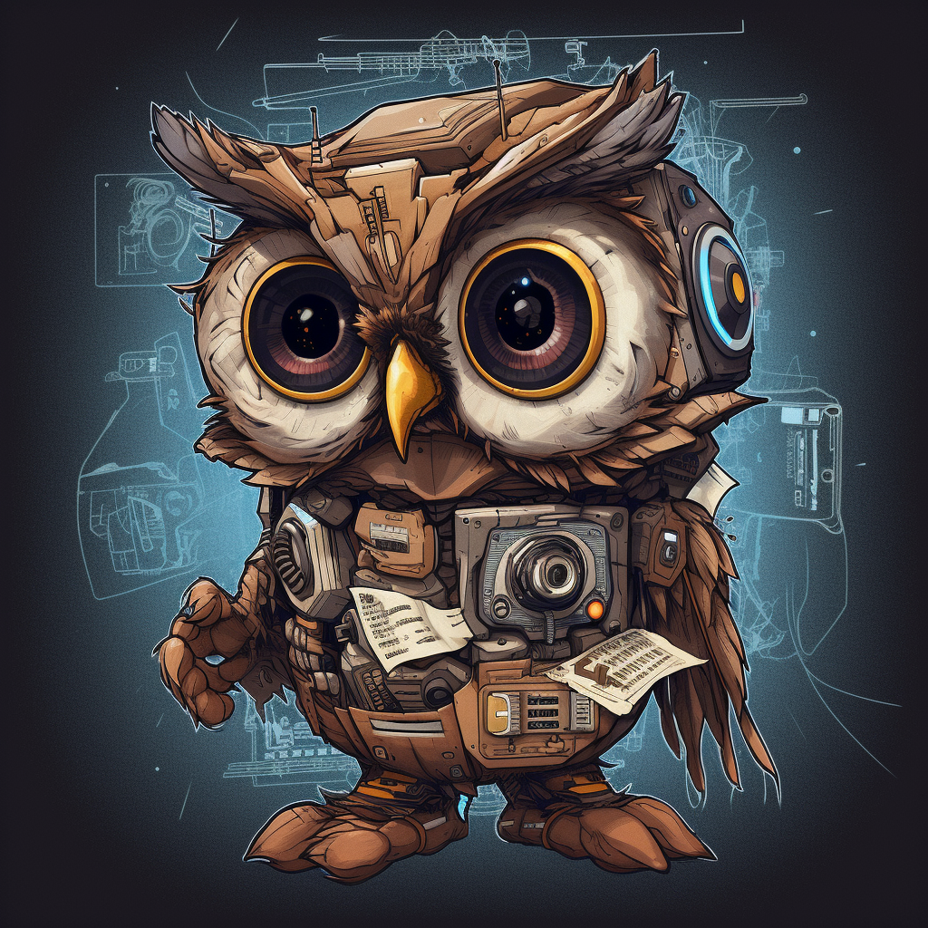 Steampunk-inspired owl robot, a metaphor for AI-driven innovation and futuristic vision in productivity.