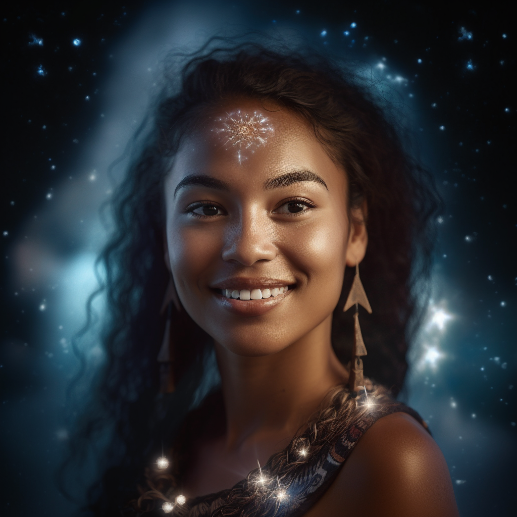 Woman with stars and light, symbolizing the synergy of human intuition and AI in skill amplification.